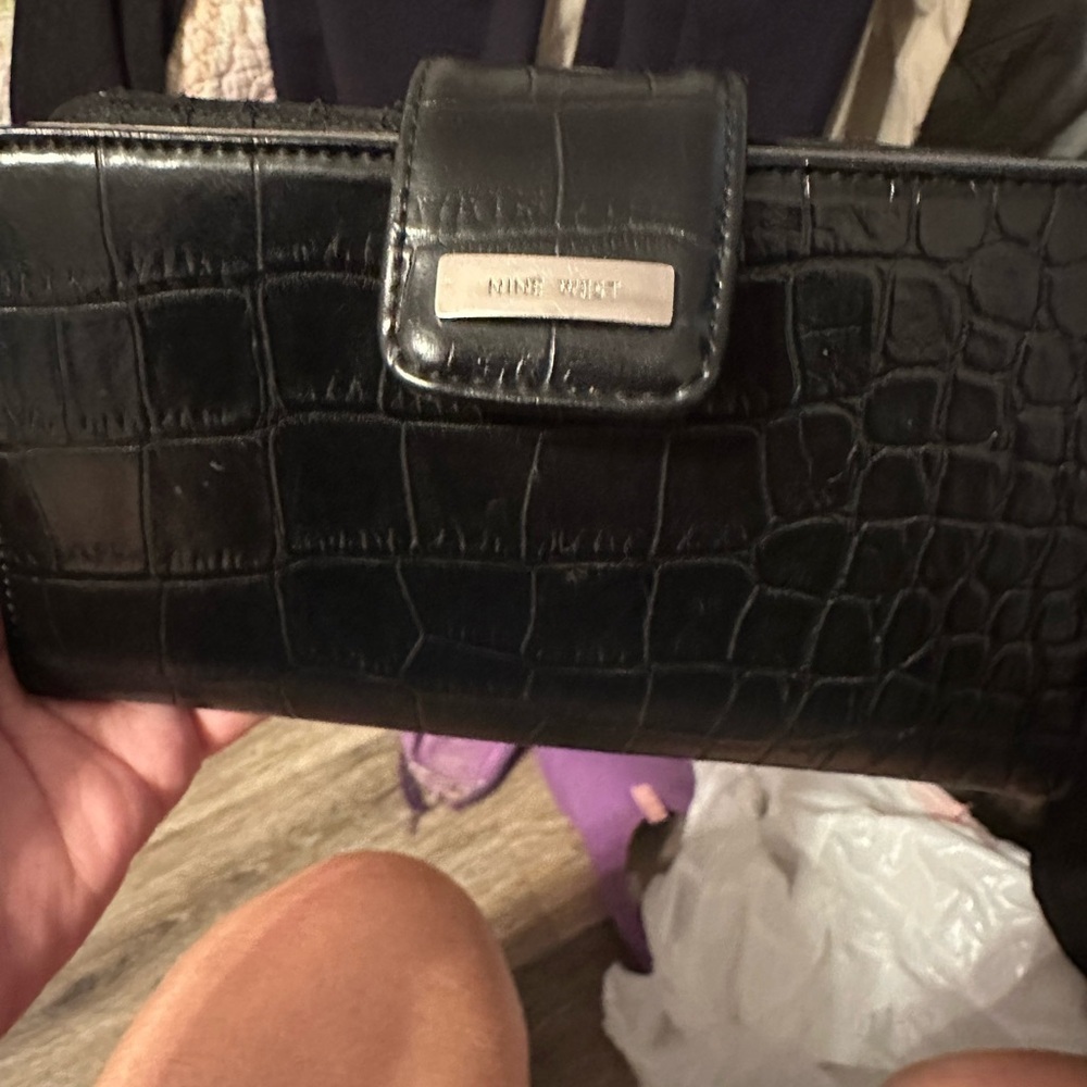 Nine West Black Croc-Embossed Bag
